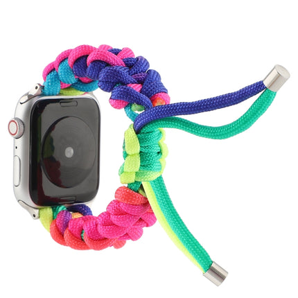Umbrella Cord Rainbow Watchband For Apple Watch Series 6 & SE & 5 & 4 40mm / 3 & 2 & 1 38mm, For Apple Watch Series 8&7 41mm / SE 2&6&SE&5&4 40mm / 3&2&1 38mm, For Apple Watch Series 7 41mm / 6 & SE & 5 & 4 40mm / 3 & 2 & 1 38mm - DealBuddy