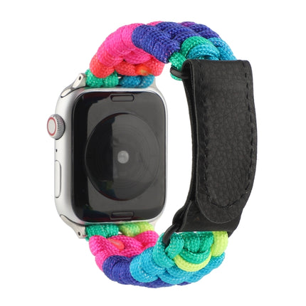 Umbrella Cord Rainbow Watchband For Apple Watch Series 6 & SE & 5 & 4 40mm / 3 & 2 & 1 38mm, For Apple Watch Series 8&7 41mm / SE 2&6&SE&5&4 40mm / 3&2&1 38mm, For Apple Watch Series 7 41mm / 6 & SE & 5 & 4 40mm / 3 & 2 & 1 38mm - DealBuddy