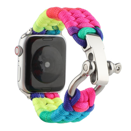Umbrella Cord Rainbow Watchband For Apple Watch Series 6 & SE & 5 & 4 40mm / 3 & 2 & 1 38mm, For Apple Watch Series 8&7 41mm / SE 2&6&SE&5&4 40mm / 3&2&1 38mm, For Apple Watch Series 7 41mm / 6 & SE & 5 & 4 40mm / 3 & 2 & 1 38mm - DealBuddy