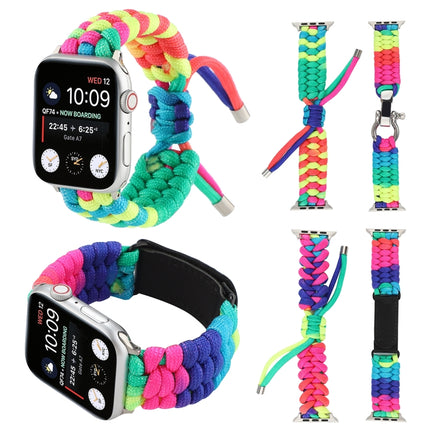 Umbrella Cord Rainbow Watchband For Apple Watch Series 6 & SE & 5 & 4 40mm / 3 & 2 & 1 38mm, For Apple Watch Series 8&7 41mm / SE 2&6&SE&5&4 40mm / 3&2&1 38mm, For Apple Watch Series 7 41mm / 6 & SE & 5 & 4 40mm / 3 & 2 & 1 38mm - DealBuddy