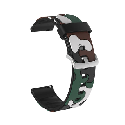 Camouflage Silicone Replacement Wrist Strap Watchband with Silver Buckle