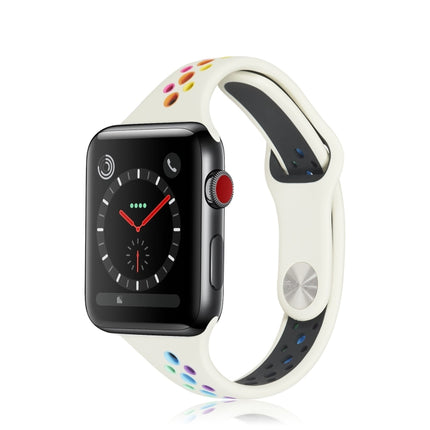 Rainbow Silicone Watchband For Apple Watch Series 6 & SE & 5 & 4 40mm / 3 & 2 & 1 38mm, For Apple Watch Series 8&7 41mm / SE 2&6&SE&5&4 40mm / 3&2&1 38mm, For Apple Watch Series 7 41mm / 6 & SE & 5 & 4 40mm / 3 & 2 & 1 38mm