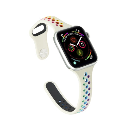 Rainbow Silicone Watchband For Apple Watch Series 6 & SE & 5 & 4 40mm / 3 & 2 & 1 38mm, For Apple Watch Series 8&7 41mm / SE 2&6&SE&5&4 40mm / 3&2&1 38mm, For Apple Watch Series 7 41mm / 6 & SE & 5 & 4 40mm / 3 & 2 & 1 38mm