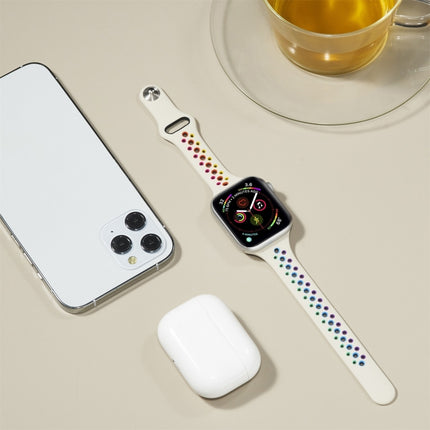 Rainbow Silicone Watchband For Apple Watch Series 6 & SE & 5 & 4 40mm / 3 & 2 & 1 38mm, For Apple Watch Series 8&7 41mm / SE 2&6&SE&5&4 40mm / 3&2&1 38mm, For Apple Watch Series 7 41mm / 6 & SE & 5 & 4 40mm / 3 & 2 & 1 38mm