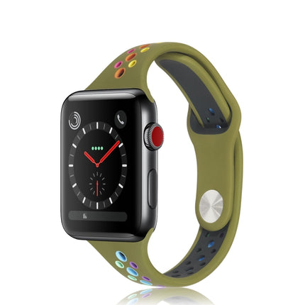 Rainbow Silicone Watchband For Apple Watch Series 6 & SE & 5 & 4 40mm / 3 & 2 & 1 38mm, For Apple Watch Series 8&7 41mm / SE 2&6&SE&5&4 40mm / 3&2&1 38mm, For Apple Watch Series 7 41mm / 6 & SE & 5 & 4 40mm / 3 & 2 & 1 38mm - DealBuddy