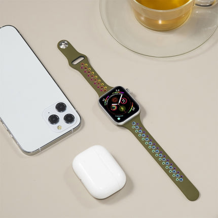 Rainbow Silicone Watchband For Apple Watch Series 6 & SE & 5 & 4 40mm / 3 & 2 & 1 38mm, For Apple Watch Series 8&7 41mm / SE 2&6&SE&5&4 40mm / 3&2&1 38mm, For Apple Watch Series 7 41mm / 6 & SE & 5 & 4 40mm / 3 & 2 & 1 38mm - DealBuddy