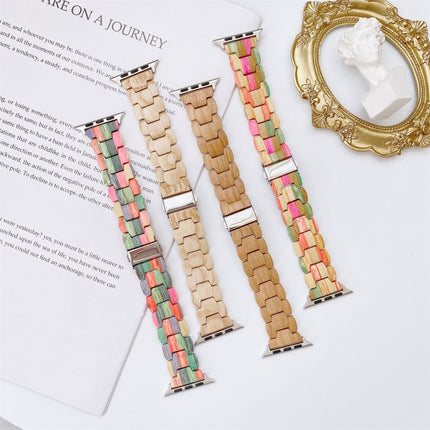 Wooden Bead Woven Watchband For Apple Watch Series 6 & SE & 5 & 4 40mm / 3 & 2 & 1 38mm - DealBuddy