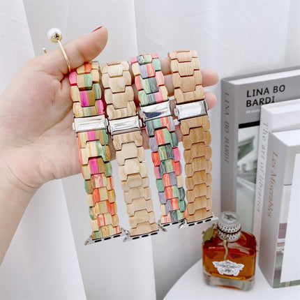 Wooden Bead Woven Watchband For Apple Watch Series 6 & SE & 5 & 4 44mm / 3 & 2 & 1 42mm - DealBuddy