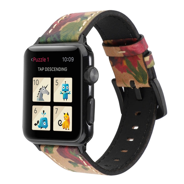 Retro Head-layer Cowhide Genuine Leather Watchband For Apple Watch Series 6 & SE & 5 & 4 44mm / 3 & 2 & 1 42mm - DealBuddy