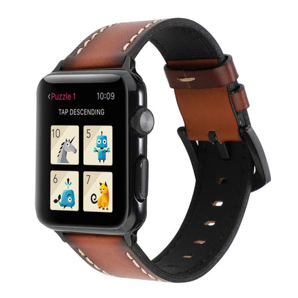 Retro Head-layer Cowhide Genuine Leather Watchband For Apple Watch Series 6 & SE & 5 & 4 40mm / 3 & 2 & 1 38mm, For Apple Watch Series 8&7 41mm / SE 2&6&SE&5&4 40mm / 3&2&1 38mm, For Apple Watch Series 7 41mm / 6 & SE & 5 & 4 40mm / 3 & 2 & 1 38mm - DealBuddy