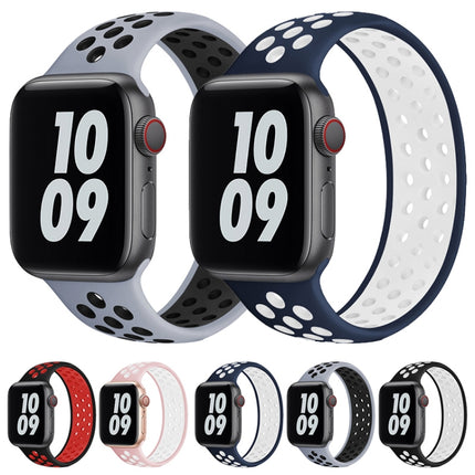 Elastic Silicone Watchband For Apple Watch Series 6 & SE & 5 & 4 44mm / 3 & 2 & 1 42mm, 150mm (Black White), 150mm (Light Pink White), 150mm (Blue White), 160mm (Light Pink White) - DealBuddy