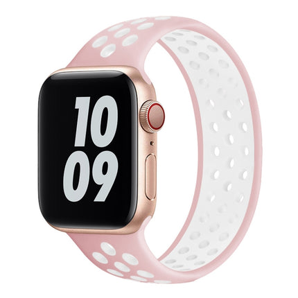 Elastic Silicone Watchband For Apple Watch Series 6 & SE & 5 & 4 44mm / 3 & 2 & 1 42mm, 150mm (Black White), 150mm (Light Pink White), 150mm (Blue White), 160mm (Light Pink White) - DealBuddy