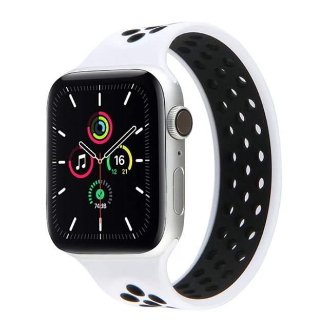 Elastic Silicone Watchband For Apple Watch Series 6 & SE & 5 & 4 40mm / 3 & 2 & 1 38mm, Length: 160mm, 160mm (White Black), 160mm (Black), 160mm (Black Yellow), 160mm (Black Grey), 160mm (Red Black), 160mm (Black White), 160mm (Black Red)              ... - DealBuddy