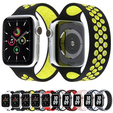 Elastic Silicone Watchband For Apple Watch Series 6 & SE & 5 & 4 40mm / 3 & 2 & 1 38mm, Length: 160mm, 160mm (White Black), 160mm (Black), 160mm (Black Yellow), 160mm (Black Grey), 160mm (Red Black), 160mm (Black White), 160mm (Black Red)              ... - DealBuddy
