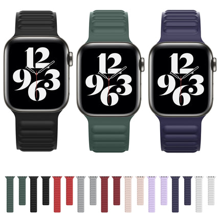 Silicone Magnetic Chain Watchband For Apple Watch Series 6 & SE & 5 & 4 44mm / 3 & 2 & 1 42mm, For Apple Watch Series 7 45mm / 6 & SE & 5 & 4 44mm / 3 & 2 & 1 42mm - DealBuddy
