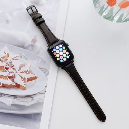 Small Pretty Waist Double-sided Leather Replacement Watchbands For Apple Watch Series 6 & SE & 5 & 4 40mm / 3 & 2 & 1 38mm - DealBuddy
