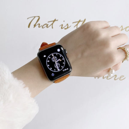 Small Pretty Waist Double-sided Leather Replacement Watchbands For Apple Watch Series 6 & SE & 5 & 4 40mm / 3 & 2 & 1 38mm - DealBuddy
