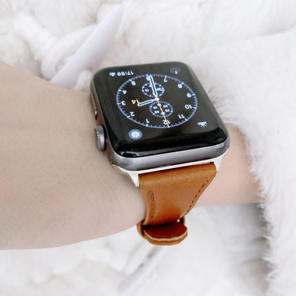 Small Pretty Waist Double-sided Leather Replacement Watchbands For Apple Watch Series 6 & SE & 5 & 4 40mm / 3 & 2 & 1 38mm - DealBuddy