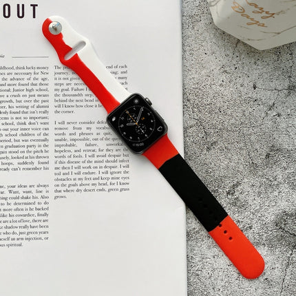 Silicone Color Matching Replacement Watchbands For Apple Watch Series 6 & SE & 5 & 4 40mm / 3 & 2 & 1 38mm, For Apple Watch 40mm/38mm(Black+Red+White), For Apple Watch 40mm/38mm(Red+White+Black), For Apple Watch 40mm/38mm(Light Blue+Dark Blue+Yellow)  ... - DealBuddy