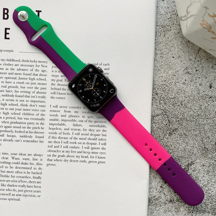 Silicone Color Matching Replacement Watchbands For Apple Watch Series 6 & SE & 5 & 4 40mm / 3 & 2 & 1 38mm, For Apple Watch 40mm/38mm(Black+Red+White), For Apple Watch 40mm/38mm(Red+White+Black), For Apple Watch 40mm/38mm(Light Blue+Dark Blue+Yellow)  ... - DealBuddy