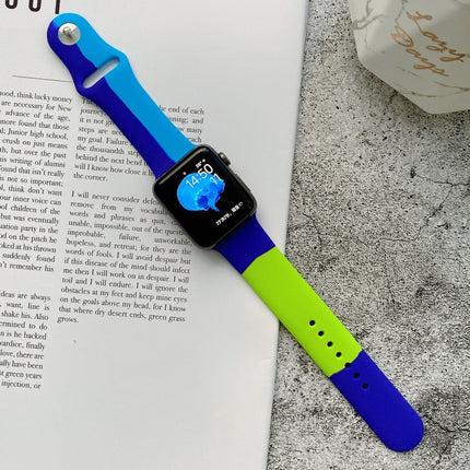 Silicone Color Matching Replacement Watchbands For Apple Watch Series 6 & SE & 5 & 4 44mm / 3 & 2 & 1 42mm, For Apple Watch 44mm/42mm(Black+Red+White), For Apple Watch 44mm/42mm(Light Blue+Dark Blue+Yellow)                                              ... - DealBuddy