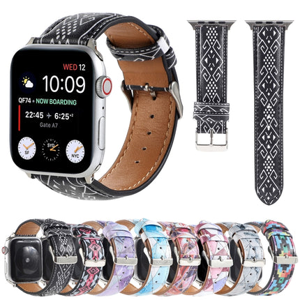 Marble Ethnic Style Printed Leather Watchband For Apple Watch Series 6 & SE &, 5 & 4 44mm / 3 & 2 & 1 42mm, 5 & 4 40mm / 3 & 2 & 1 38mm - DealBuddy