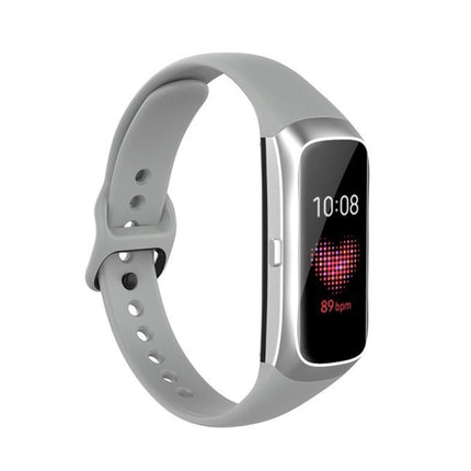 For Samsung Galaxy Fit SM-R370 Silicone Steel Shrapnel Black Buckle Replacement Strap Watchband - DealBuddy