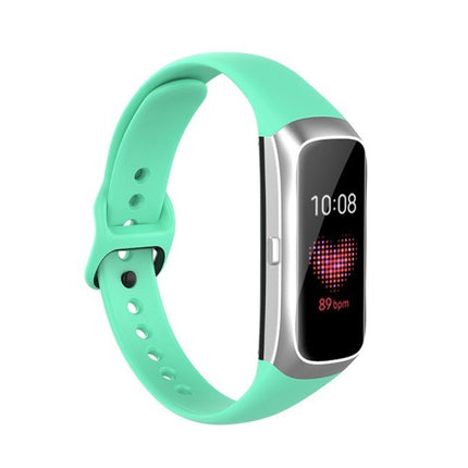 For Samsung Galaxy Fit SM-R370 Silicone Steel Shrapnel Black Buckle Replacement Strap Watchband - DealBuddy