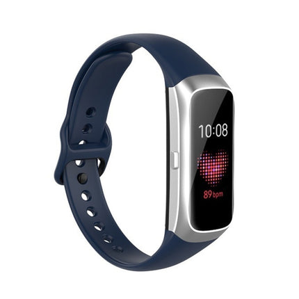 For Samsung Galaxy Fit SM-R370 Silicone Steel Shrapnel Black Buckle Replacement Strap Watchband - DealBuddy