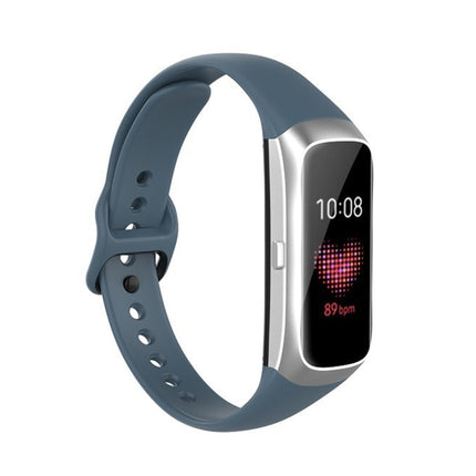 For Samsung Galaxy Fit SM-R370 Silicone Steel Shrapnel Black Buckle Replacement Strap Watchband - DealBuddy