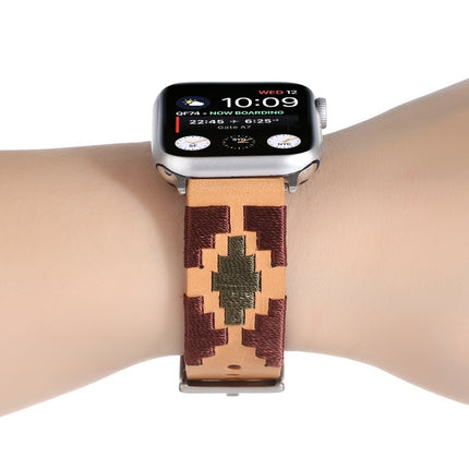 Woven Contrast Leather Strap, For Apple Watch Ultra 49mm / Series 8&7 45mm / SE 2&6&SE&5&4 44mm / 3&2&1 42mm, For Apple Watch Series 8&7 41mm / SE 2&6&SE&5&4 40mm / 3&2&1 38mm - DealBuddy