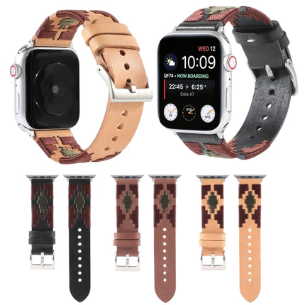 Woven Contrast Leather Strap, For Apple Watch Ultra 49mm / Series 8&7 45mm / SE 2&6&SE&5&4 44mm / 3&2&1 42mm, For Apple Watch Series 8&7 41mm / SE 2&6&SE&5&4 40mm / 3&2&1 38mm - DealBuddy