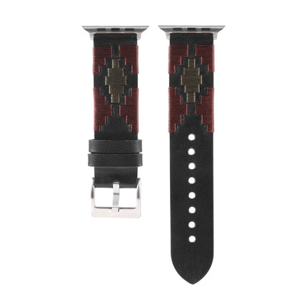 Woven Contrast Leather Strap, For Apple Watch Ultra 49mm / Series 8&7 45mm / SE 2&6&SE&5&4 44mm / 3&2&1 42mm, For Apple Watch Series 8&7 41mm / SE 2&6&SE&5&4 40mm / 3&2&1 38mm - DealBuddy