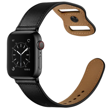 Double Hole Leather Watchband For Apple Watch Series 6 & SE &, 5 & 4 44mm / 3 & 2 & 1 42mm, 5 & 4 40mm / 3 & 2 & 1 38mm - DealBuddy