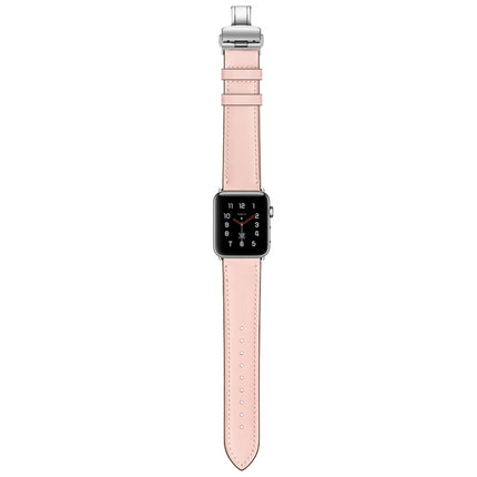 Genuine Leather + Butterfly Silver Buckle Replacement Watchbands For Apple Watch Series 6 & SE & 5 & 4 40mm / 3 & 2 & 1 38mm, Silver Buckle For Apple Watch Series 7 41mm / 6 & SE & 5 & 4 40mm / 3 & 2 & 1 38mm - DealBuddy