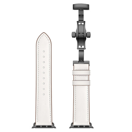 Genuine Leather + Butterfly Black Buckle Replacement Watchbands For Apple Watch Series 6 & SE & 5 & 4 40mm / 3 & 2 & 1 38mm - DealBuddy