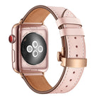 Genuine Leather + Butterfly Rose Gold Buckle Replacement Watchbands For Apple Watch Series 6 & SE & 5 & 4 40mm / 3 & 2 & 1 38mm - DealBuddy