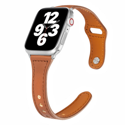 Universal T-shaped Thin Reverse Buckle Leather Watch Strap, For Apple Watch Ultra 49mm / Series 8&7 45mm / SE 2&6&SE&5&4 44mm / 3&2&1 42mm, For Apple Watch Series 8&7 41mm / SE 2&6&SE&5&4 40mm / 3&2&1 38mm - DealBuddy