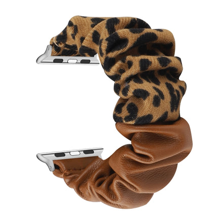 Leather Leopard Pattern Stitching Watch Strap, For Series 7 45mm / 6 & SE & 5 & 4 44mm / 3 & 2 & 1 42mm, For Series 7 41mm / 6 & SE & 5 & 4 40mm / 3 & 2 & 1 38mm - DealBuddy