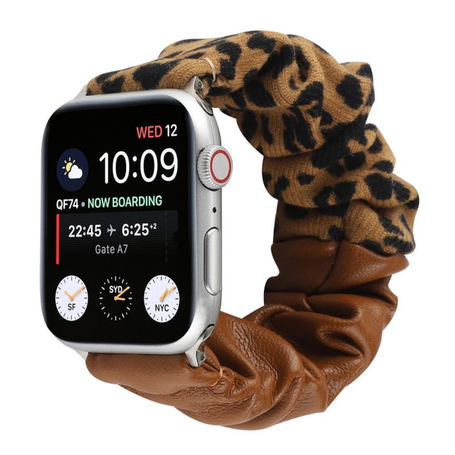 Leather Leopard Pattern Stitching Watch Strap, For Series 7 45mm / 6 & SE & 5 & 4 44mm / 3 & 2 & 1 42mm, For Series 7 41mm / 6 & SE & 5 & 4 40mm / 3 & 2 & 1 38mm - DealBuddy