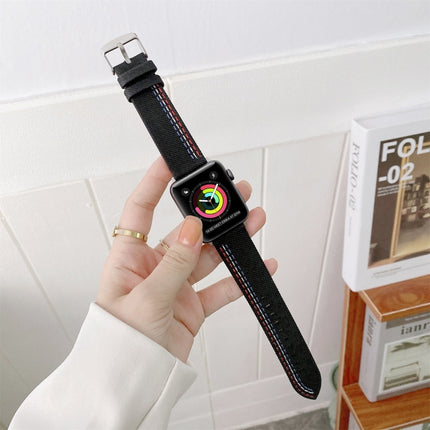 Three Lines Canvas Replacement Strap Watchband, For Apple Watch Series 7  41mm / & 6 & SE & 5 & 4 40mm, For Apple Watch Series  7  45mm / & 6 & SE & 5 & 4 44mm - DealBuddy