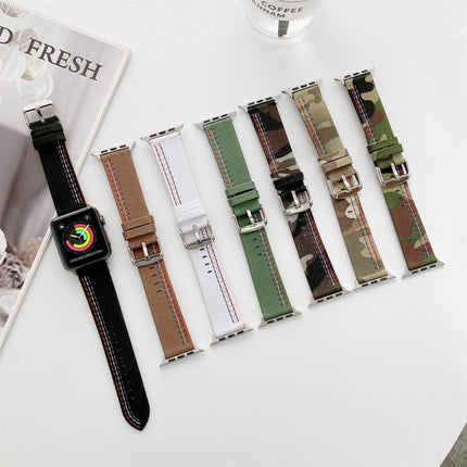 Three Lines Canvas Replacement Strap Watchband, For Apple Watch Series 7  41mm / & 6 & SE & 5 & 4 40mm, For Apple Watch Series  7  45mm / & 6 & SE & 5 & 4 44mm - DealBuddy