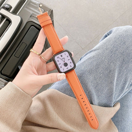 Sewing Thread Lychee Texture Leather Replacement Watchbands, For Apple Watch Ultra 49mm / Series 8&7 45mm / SE 2&6&SE&5&4 44mm / 3&2&1 42mm, For Series 7 41mm / 6 & SE & 5 & 4 40mm / 3 & 2 & 1 38mm - DealBuddy