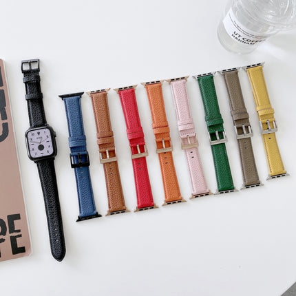 Sewing Thread Lychee Texture Leather Replacement Watchbands, For Apple Watch Ultra 49mm / Series 8&7 45mm / SE 2&6&SE&5&4 44mm / 3&2&1 42mm, For Series 7 41mm / 6 & SE & 5 & 4 40mm / 3 & 2 & 1 38mm - DealBuddy