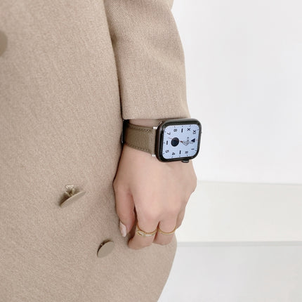 Sewing Thread Lychee Texture Leather Replacement Watchbands, For Apple Watch Ultra 49mm / Series 8&7 45mm / SE 2&6&SE&5&4 44mm / 3&2&1 42mm, For Series 7 41mm / 6 & SE & 5 & 4 40mm / 3 & 2 & 1 38mm - DealBuddy
