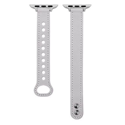 Double Nail Leather Replacement Strap Watchband, For Apple Watch Series 7  41mm / & 6 & SE & 5 & 4 40mm, For Apple Watch Series  7  45mm / & 6 & SE & 5 & 4 44mm - DealBuddy