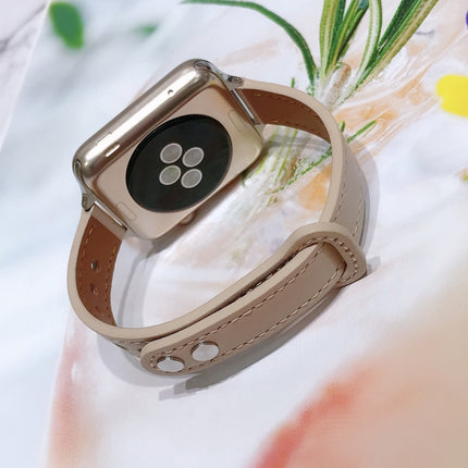 Double Nail Leather Replacement Strap Watchband, For Apple Watch Series 7  41mm / & 6 & SE & 5 & 4 40mm, For Apple Watch Series  7  45mm / & 6 & SE & 5 & 4 44mm - DealBuddy