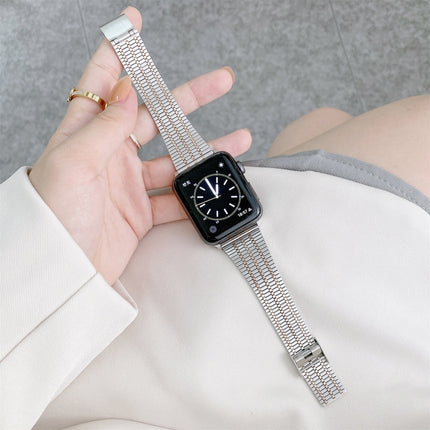 Color Matching Seven Beads Steel Replacement Strap Watchband, For Apple Watch Series 7  41mm / & 6 & SE & 5 & 4 40mm, For Apple Watch Series  7  45mm / & 6 & SE & 5 & 4 44mm - DealBuddy