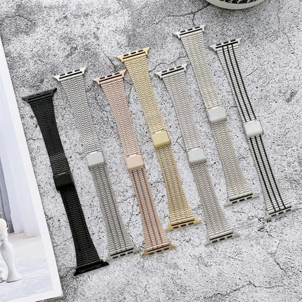 Color Matching Seven Beads Steel Replacement Strap Watchband, For Apple Watch Series 7  41mm / & 6 & SE & 5 & 4 40mm, For Apple Watch Series  7  45mm / & 6 & SE & 5 & 4 44mm - DealBuddy