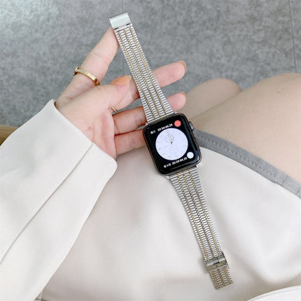 Color Matching Seven Beads Steel Replacement Strap Watchband, For Apple Watch Series 7  41mm / & 6 & SE & 5 & 4 40mm, For Apple Watch Series  7  45mm / & 6 & SE & 5 & 4 44mm - DealBuddy